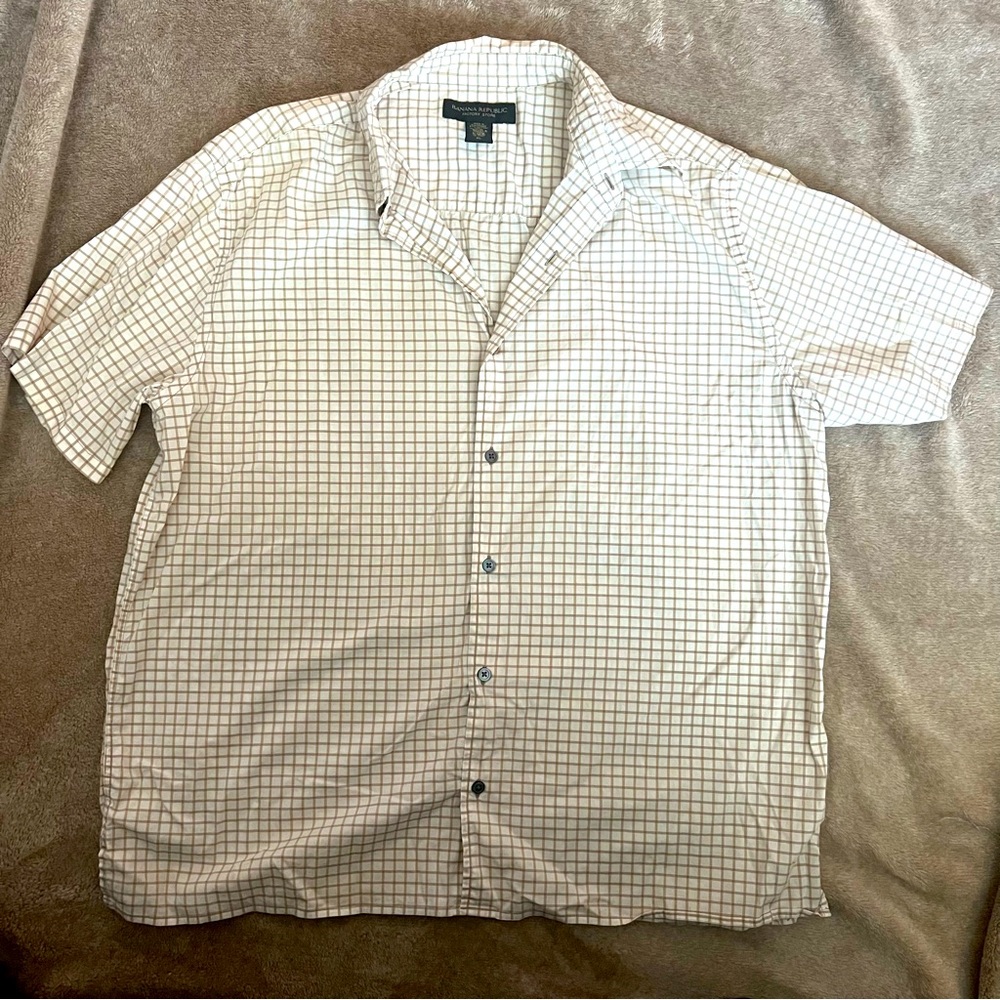 Banana Republic | Shirt | XL | Short sleeve, White and tan